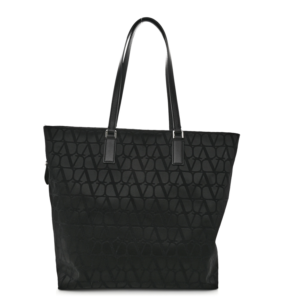 Valentino Garavani Black Nylon Large Iconographe Shopping Tote Front replica handbags