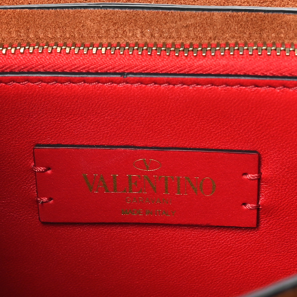 Valentino Garavani Brown Pebbled Calfskin Leather Small VRing Tassel Shoulder Bag Gold Hardware Superfake - Image 2