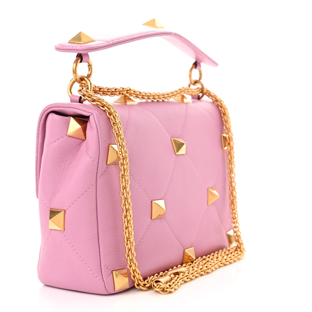 Valentino Garavani Giacinto Nappa Leather Large Roman Stud Shoulder Bag Aged Gold Hardware Top quality Replica - Image 3