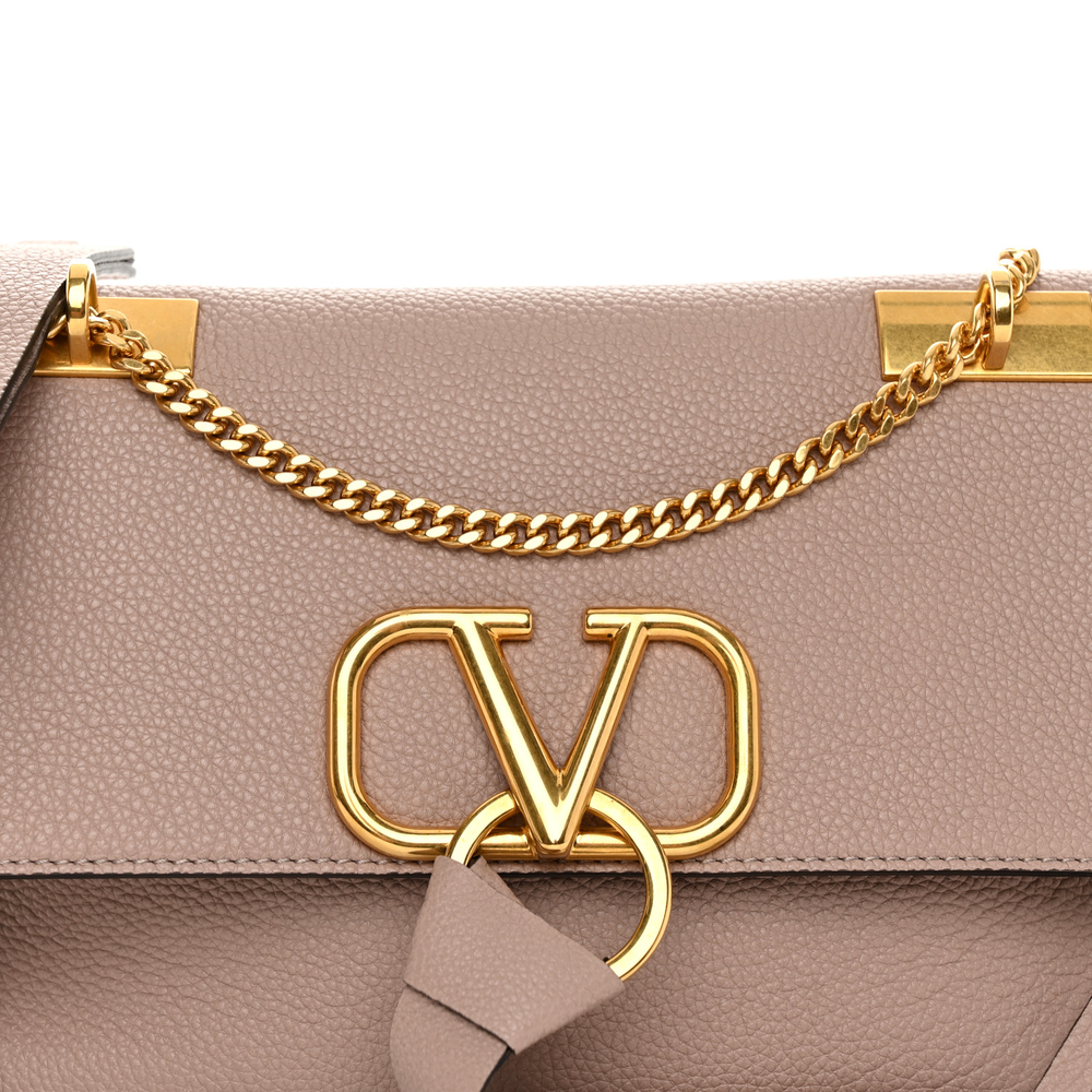 Valentino Garavani Poudre Buffalo Leather Small VRing Chain Shoulder Bag Gold Hardware - Image 8